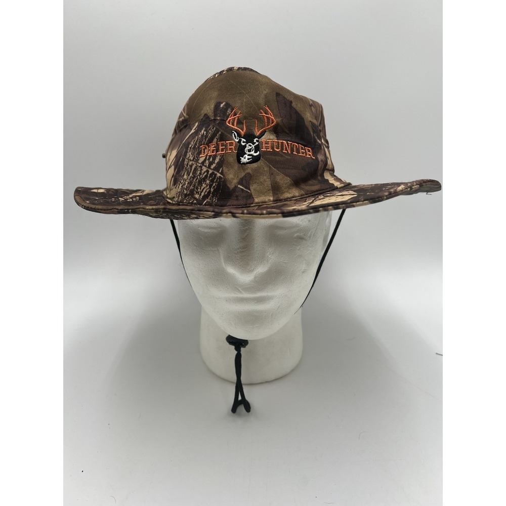 Deer Hunter Camo Wide‎ Brim Boonie Hat Mesh Vent Hunting Hat Chin Strap